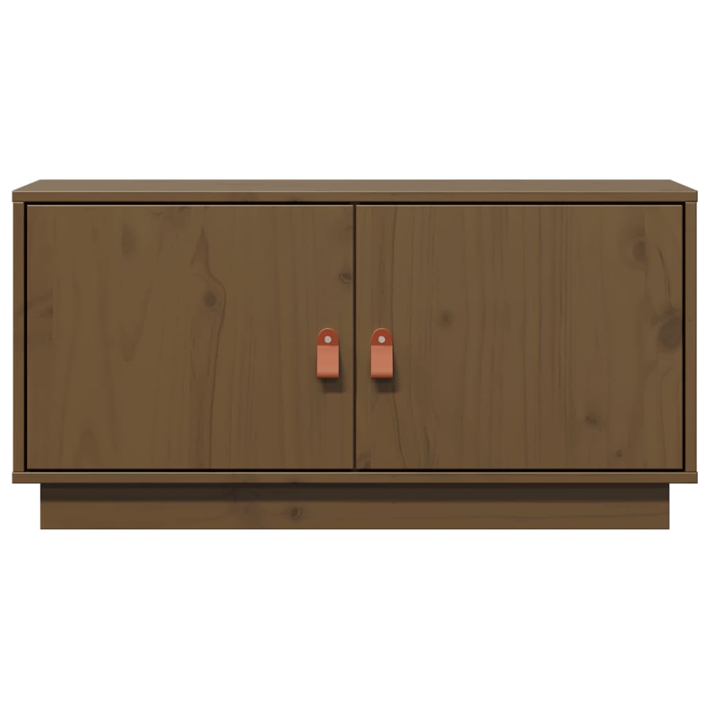 vidaXL Mueble de TV madera maciza de pino marrón miel 80x34x40 cm - Image 4