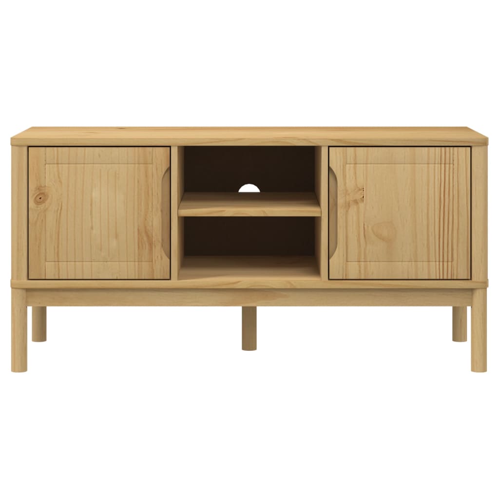 vidaXL Mueble de TV FLORO madera maciza pino marrón cera 114x43x55 cm - Image 5