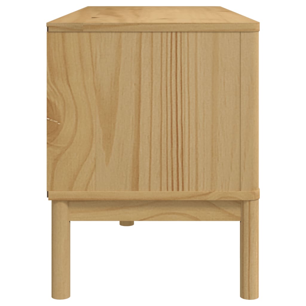 vidaXL Mueble de TV FLORO madera maciza pino marrón cera 114x43x55 cm - Image 6