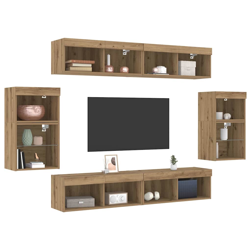 vidaXL Conjunto de mueble de TV 8 pcs Roble artisan - Image 3