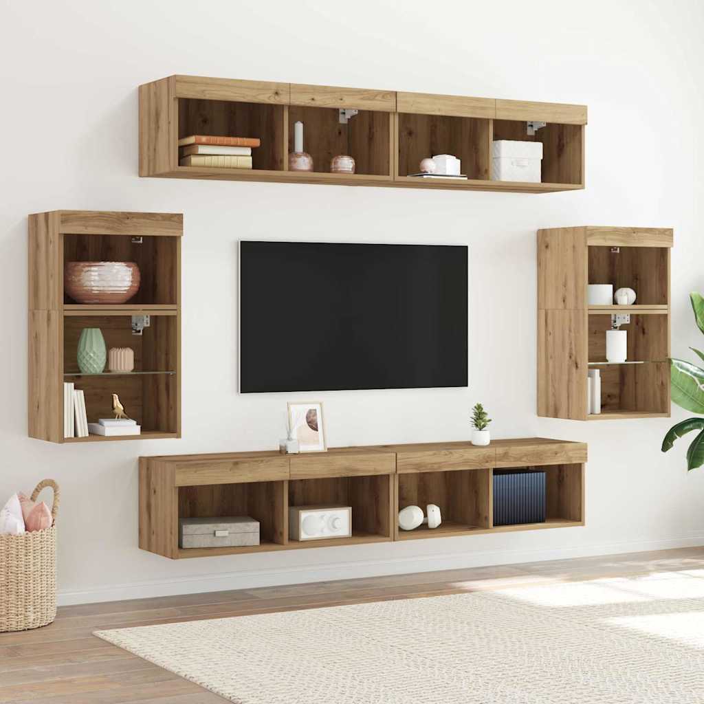 vidaXL Conjunto de mueble de TV 8 pcs Roble artisan