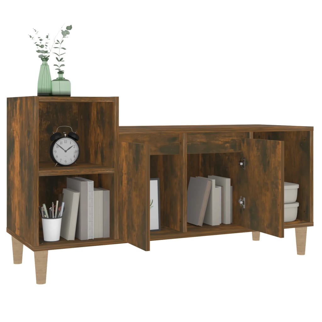 vidaXL Mueble para TV madera contrachapada roble ahumado 100x35x55 cm - Image 4