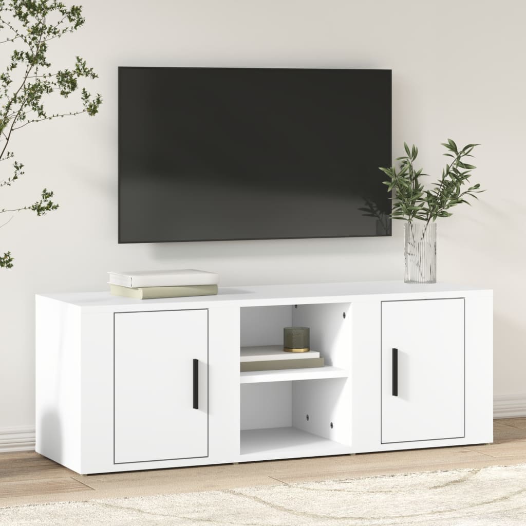 vidaXL Mueble para TV madera contrachapada blanco 100x31,5x35 cm