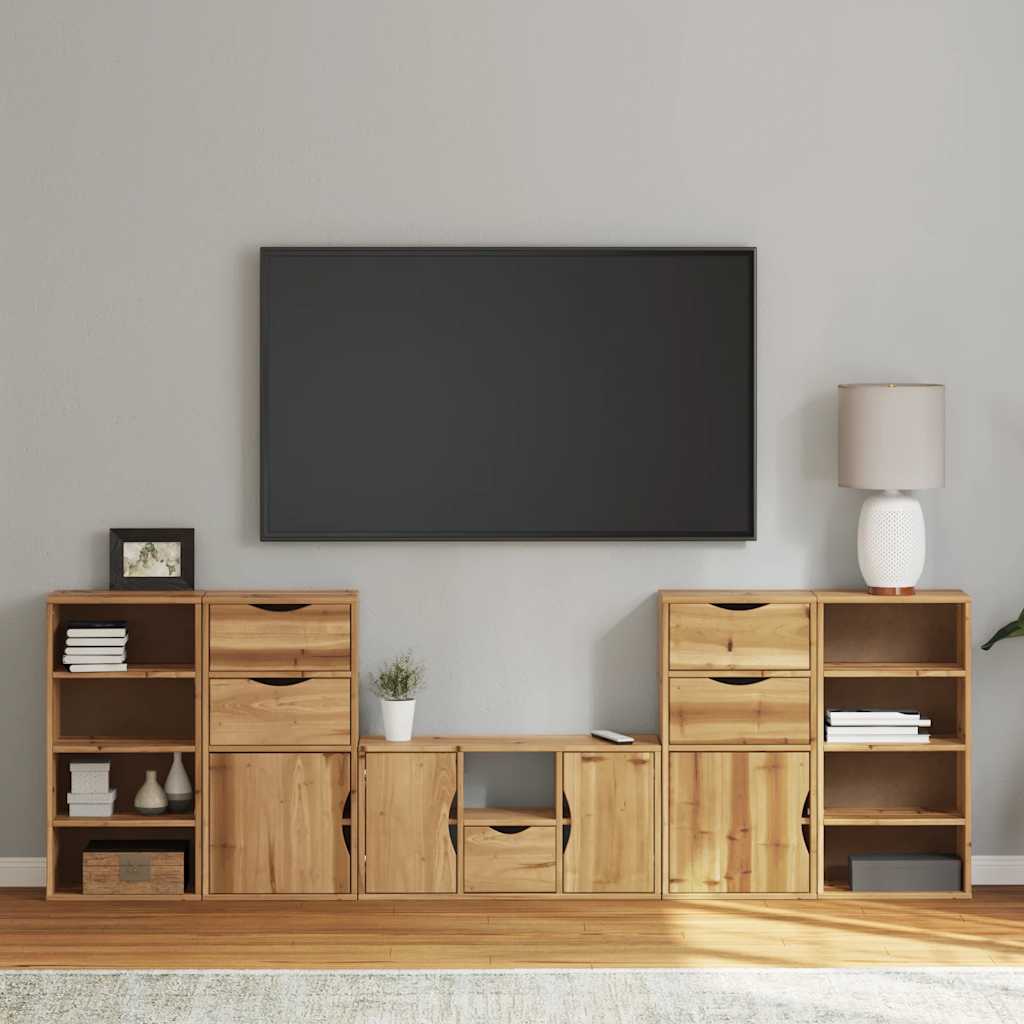 vidaXL Muebles de TV 5 uds. con almacenaje "ODDA" madera maciza pino