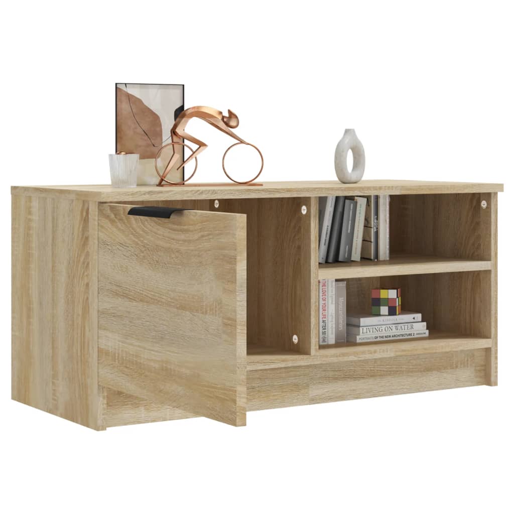 vidaXL Mueble de TV madera contrachapada roble Sonoma 80x35x36,5 cm - Image 4