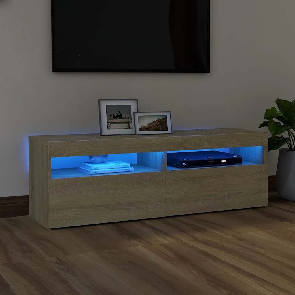 vidaXL Mueble de TV con luces LED roble Sonoma 120x35x40 cm