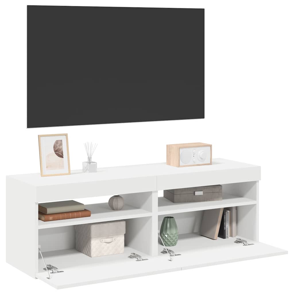 vidaXL Muebles de TV con luces LED 2 uds blanco 60x35x40 cm