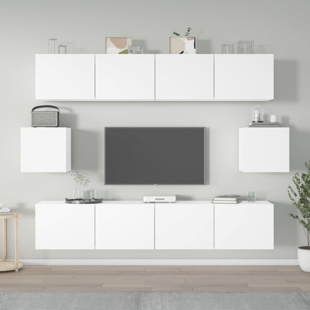 vidaXL Set de muebles para TV 6 piezas madera contrachapada blanco