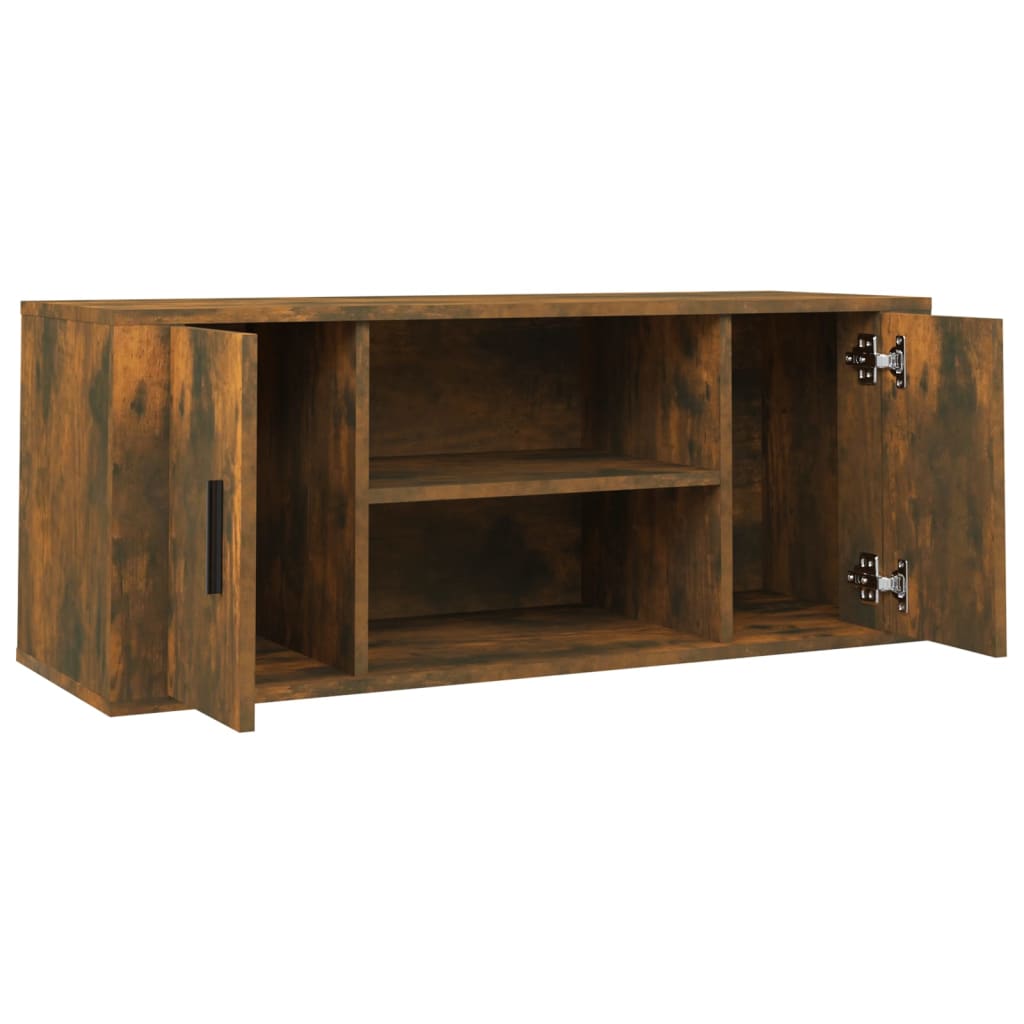 vidaXL Mueble para TV madera contrachapada roble ahumado 100x35x40 cm - Image 6