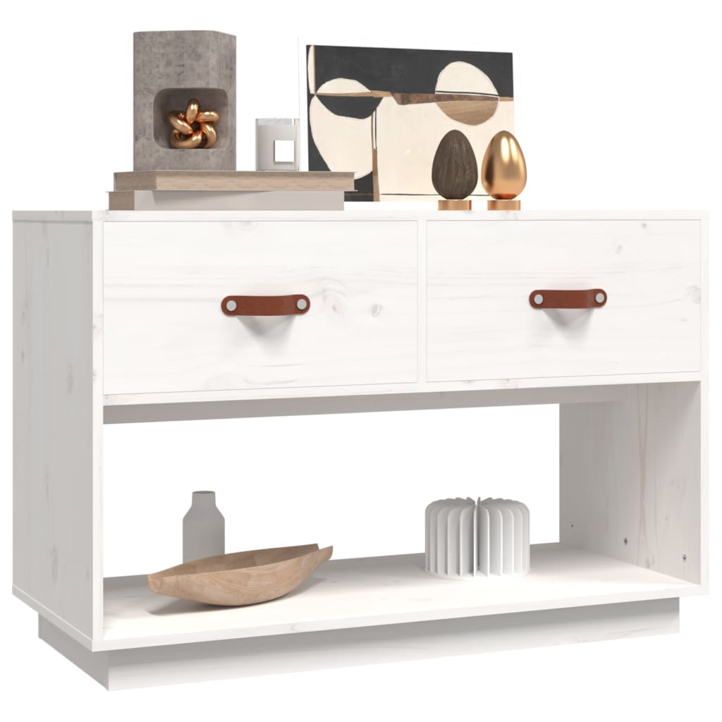 vidaXL Mueble para TV madera maciza de pino blanco 90x40x60 cm - Image 4