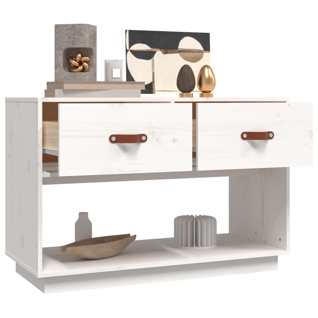 vidaXL Mueble para TV madera maciza de pino blanco 90x40x60 cm - Image 5