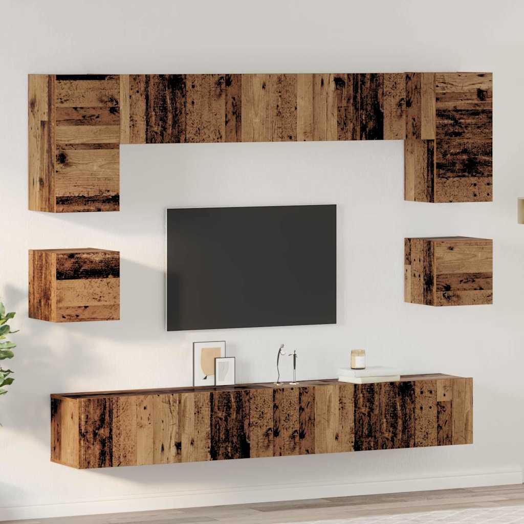 vidaXL Conjunto de mueble de TV 8 pcs Madera envejecida