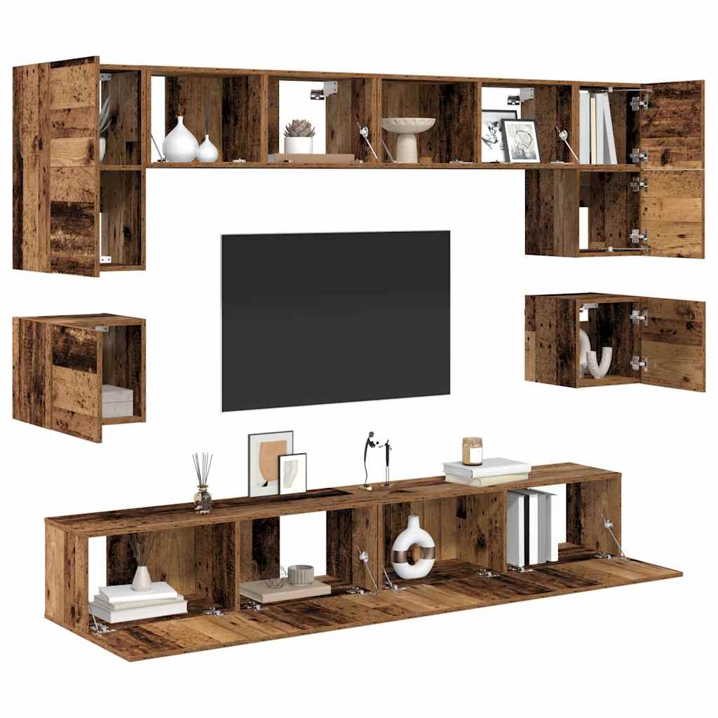 vidaXL Conjunto de mueble de TV 8 pcs Madera envejecida - Image 3