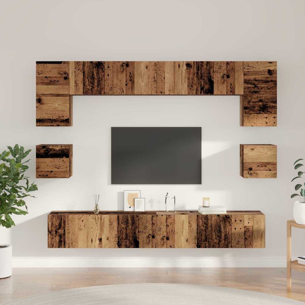 vidaXL Conjunto de mueble de TV 8 pcs Madera envejecida - Image 4