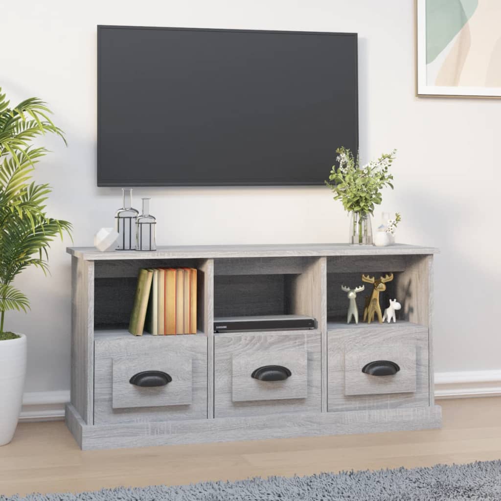 vidaXL Mueble para TV madera contrachapada gris Sonoma 100x35x50 cm