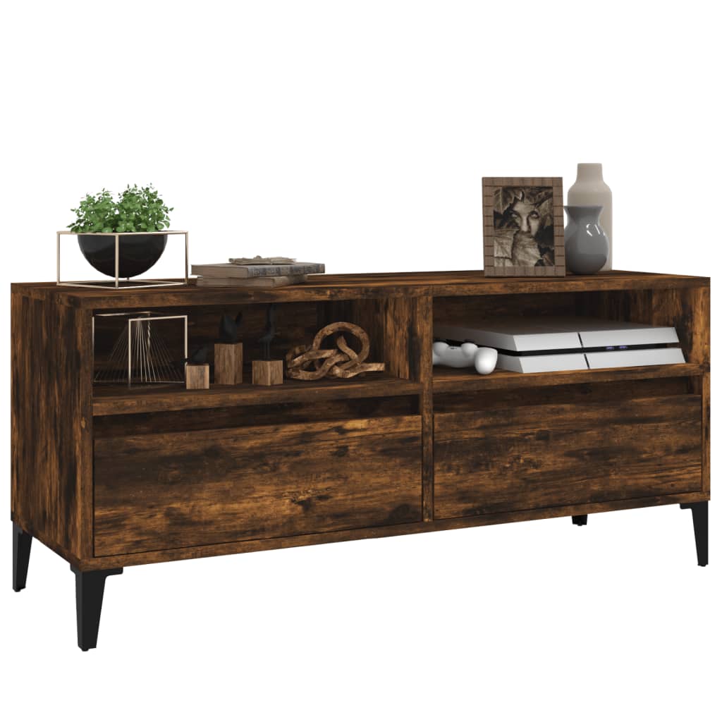 vidaXL Mueble de TV madera contrachapada roble ahumado 100x34,5x44,5cm - Image 4