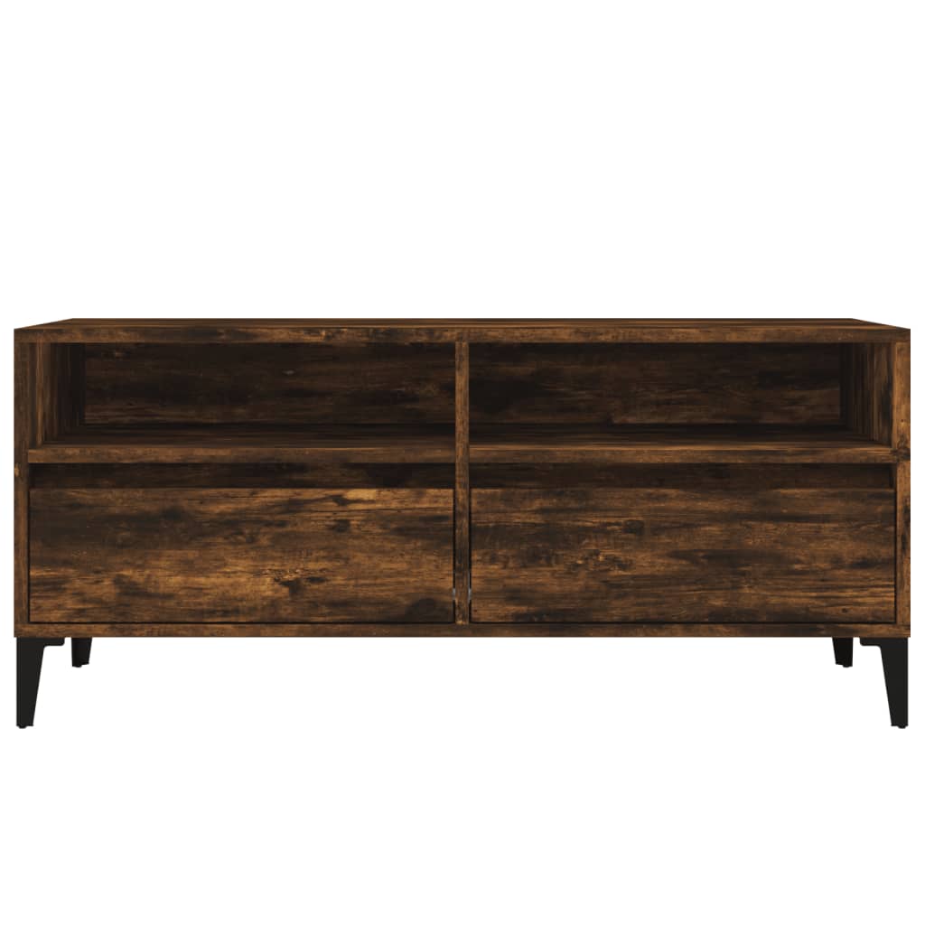 vidaXL Mueble de TV madera contrachapada roble ahumado 100x34,5x44,5cm - Image 6
