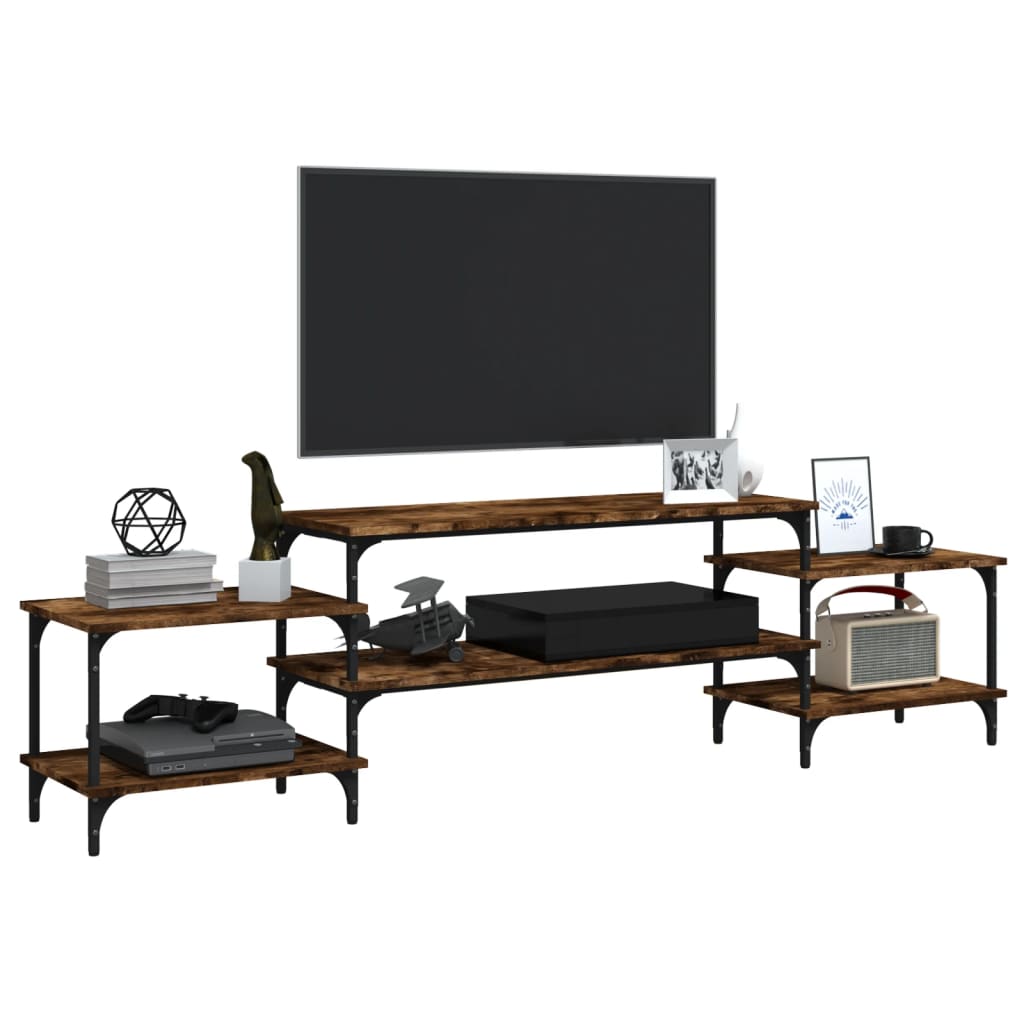 vidaXL Mueble para TV madera contrachapada roble ahumado 197x35x52 cm - Image 4