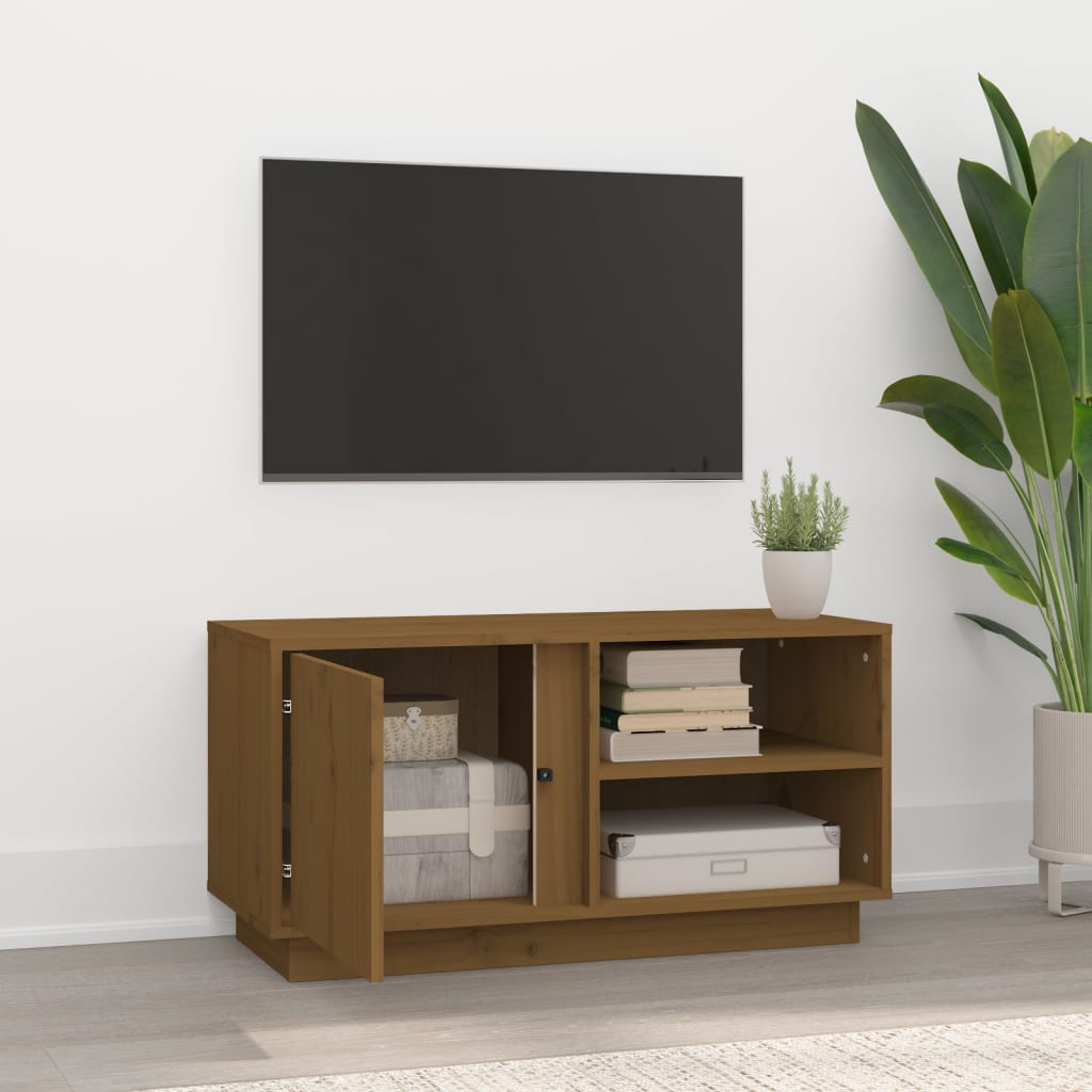 vidaXL Mueble de TV madera maciza de pino marrón miel 80x35x40,5 cm - Image 3