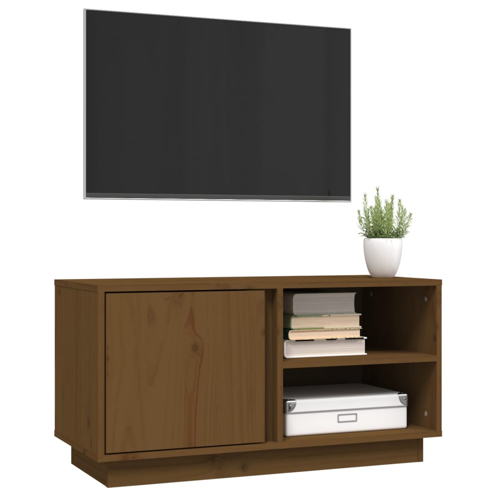 vidaXL Mueble de TV madera maciza de pino marrón miel 80x35x40,5 cm - Image 4