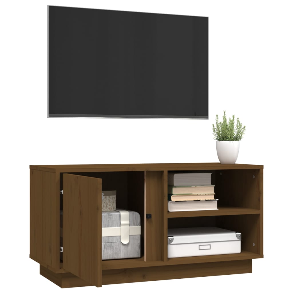 vidaXL Mueble de TV madera maciza de pino marrón miel 80x35x40,5 cm - Image 5
