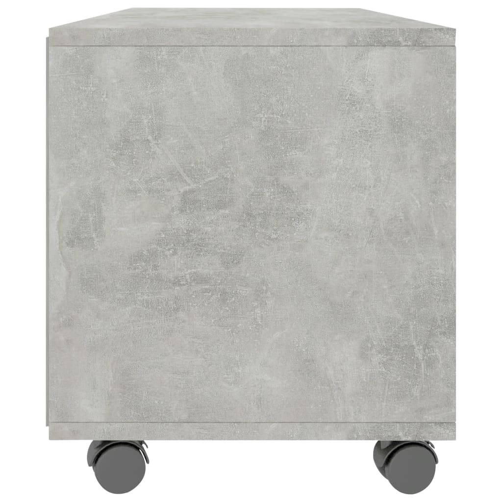 vidaXL Mueble de TV con ruedas contrachapada gris hormigón 90x35x35 cm - Image 5