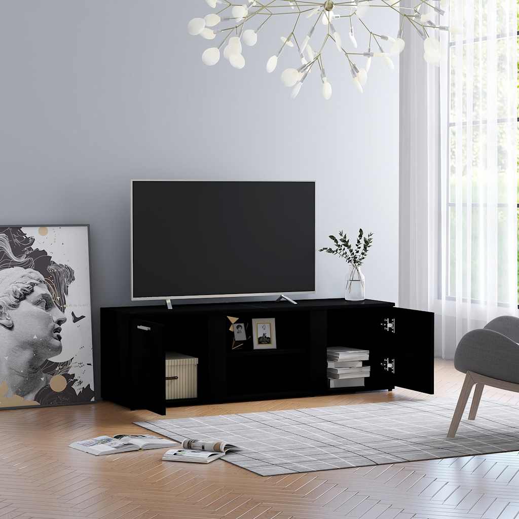vidaXL Mueble de TV madera contrachapada negra 120x34x37 cm