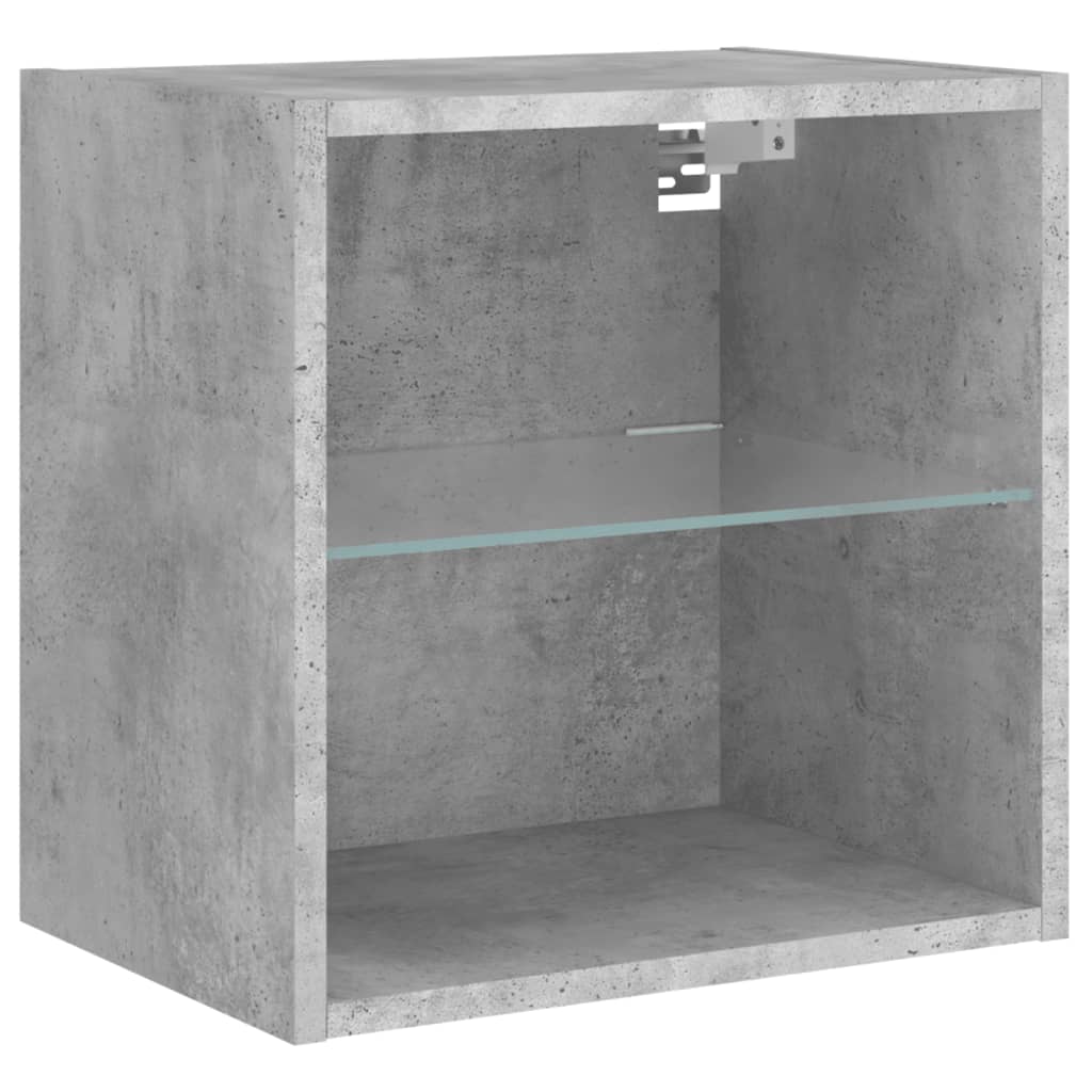 vidaXL Mesita de noche de pared con luces LED gris hormigón - Image 6