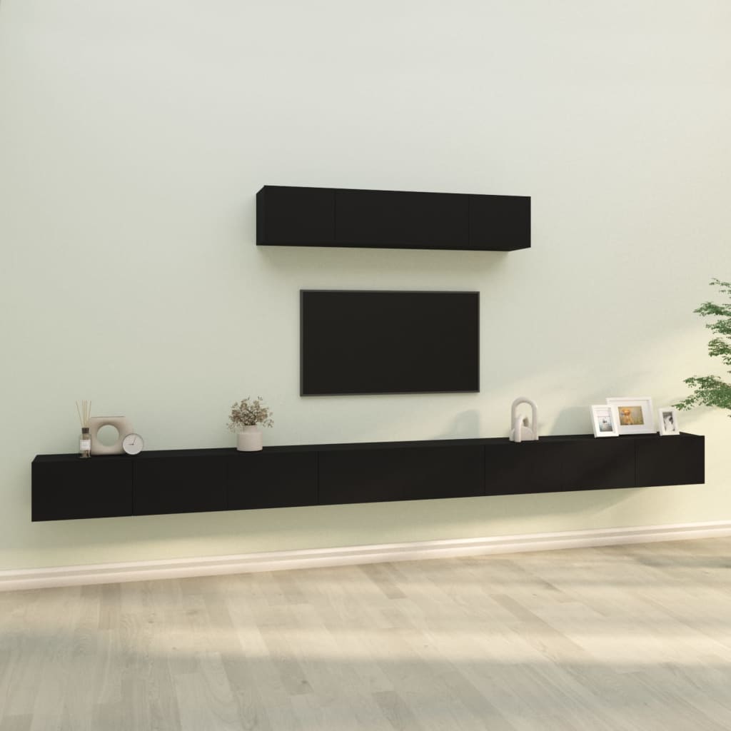 vidaXL Set de muebles para TV 6 piezas madera contrachapada negro