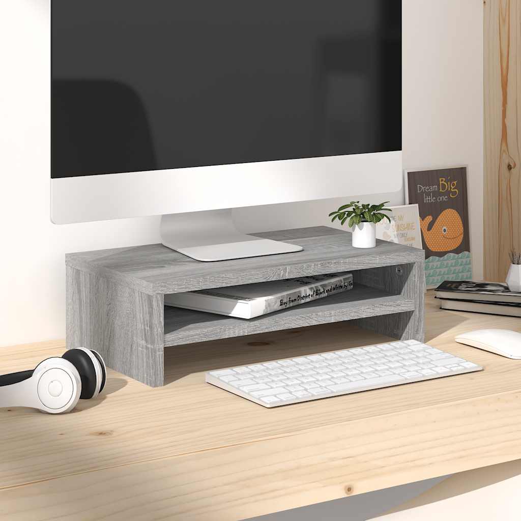 vidaXL Soporte de monitor madera contrachapada gris Sonoma 42x24x13 cm