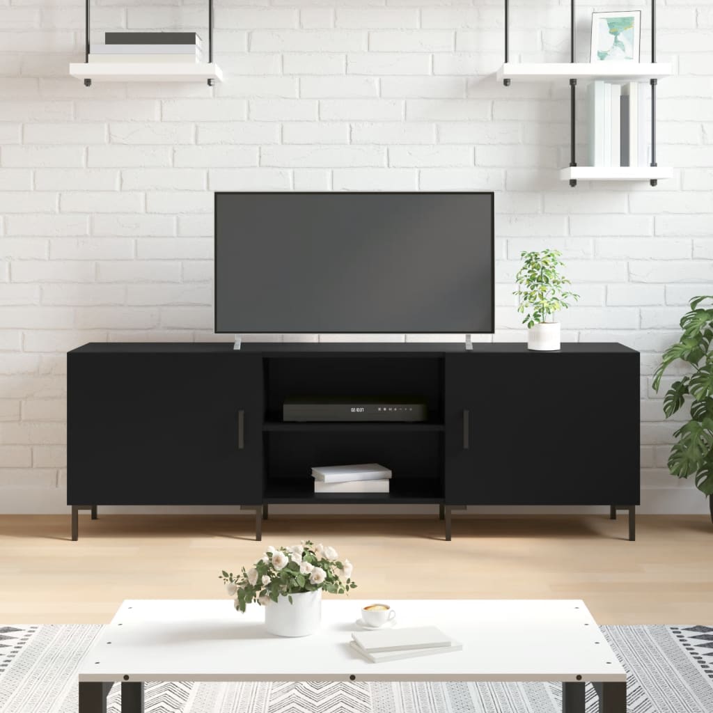 vidaXL Mueble para TV madera de ingeniería negro 150x30x50 cm