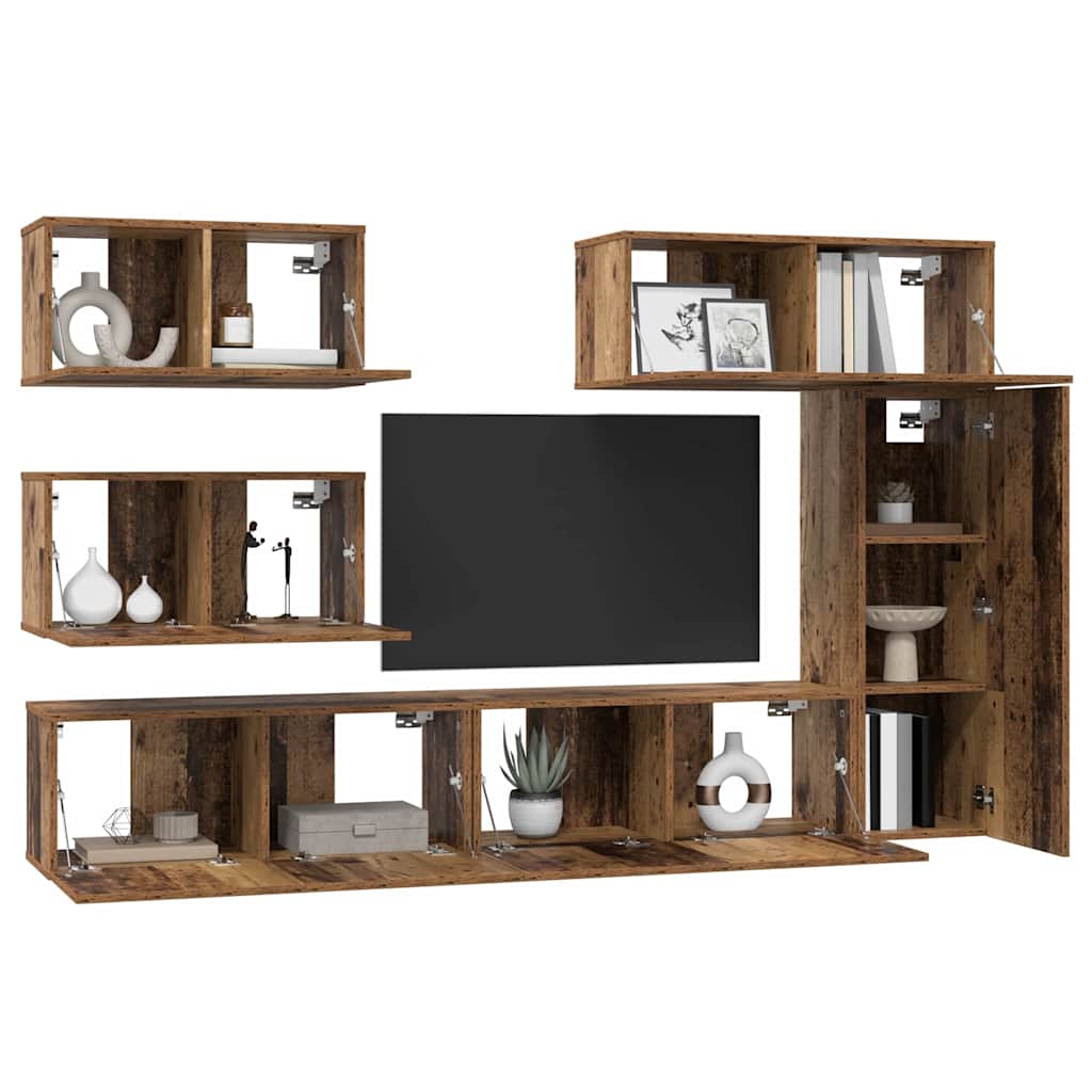 vidaXL Conjunto de mueble de TV 6 pcs Madera envejecida - Image 3