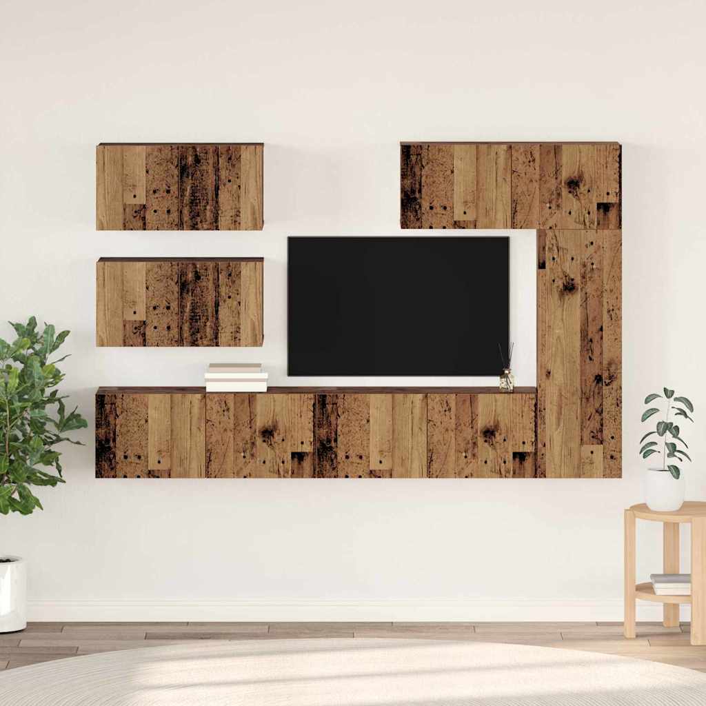 vidaXL Conjunto de mueble de TV 6 pcs Madera envejecida