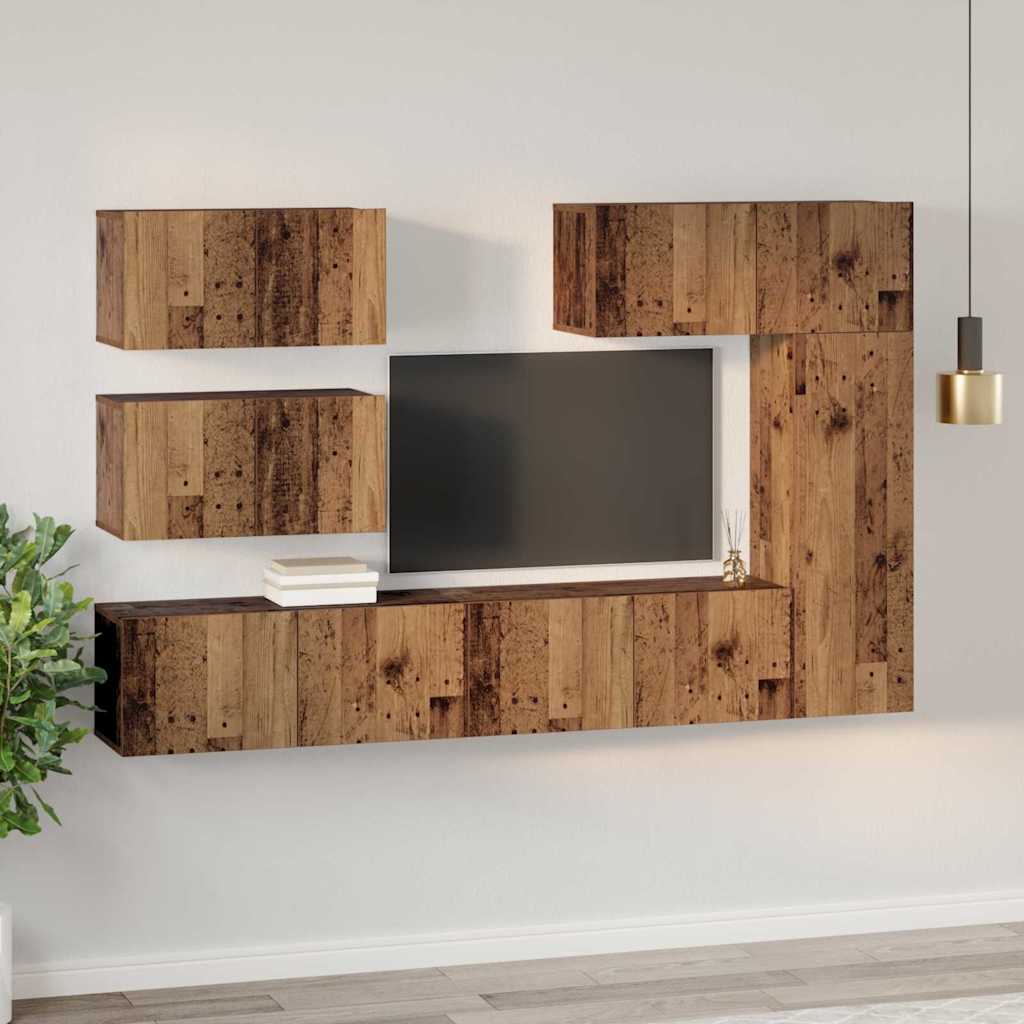 vidaXL Conjunto de mueble de TV 6 pcs Madera envejecida - Image 4