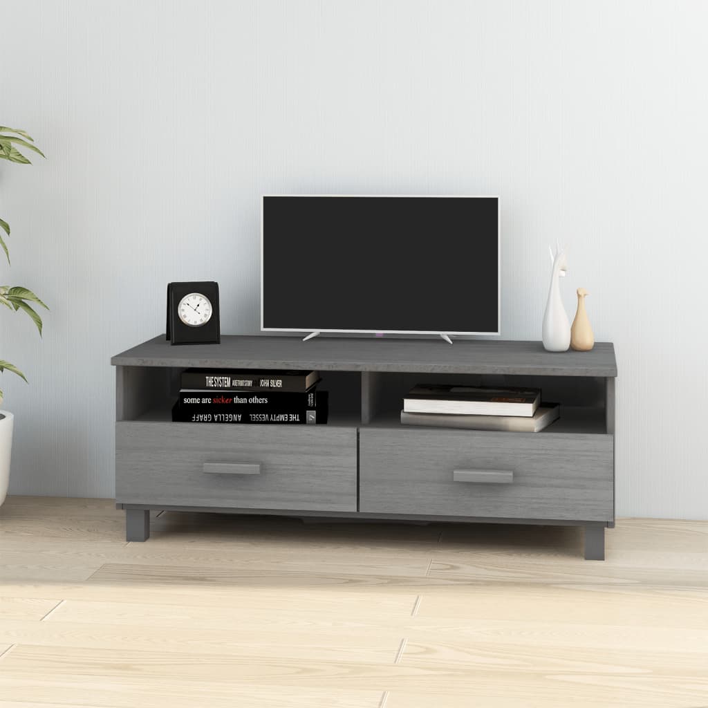 vidaXL Mueble de TV HAMAR madera maciza pino gris oscuro 106x40x40 cm