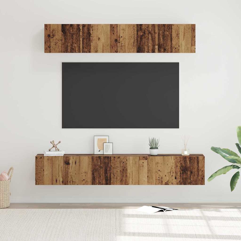 vidaXL Conjunto de mueble de TV Montaje en la pared 5 pcs Madera Vieja