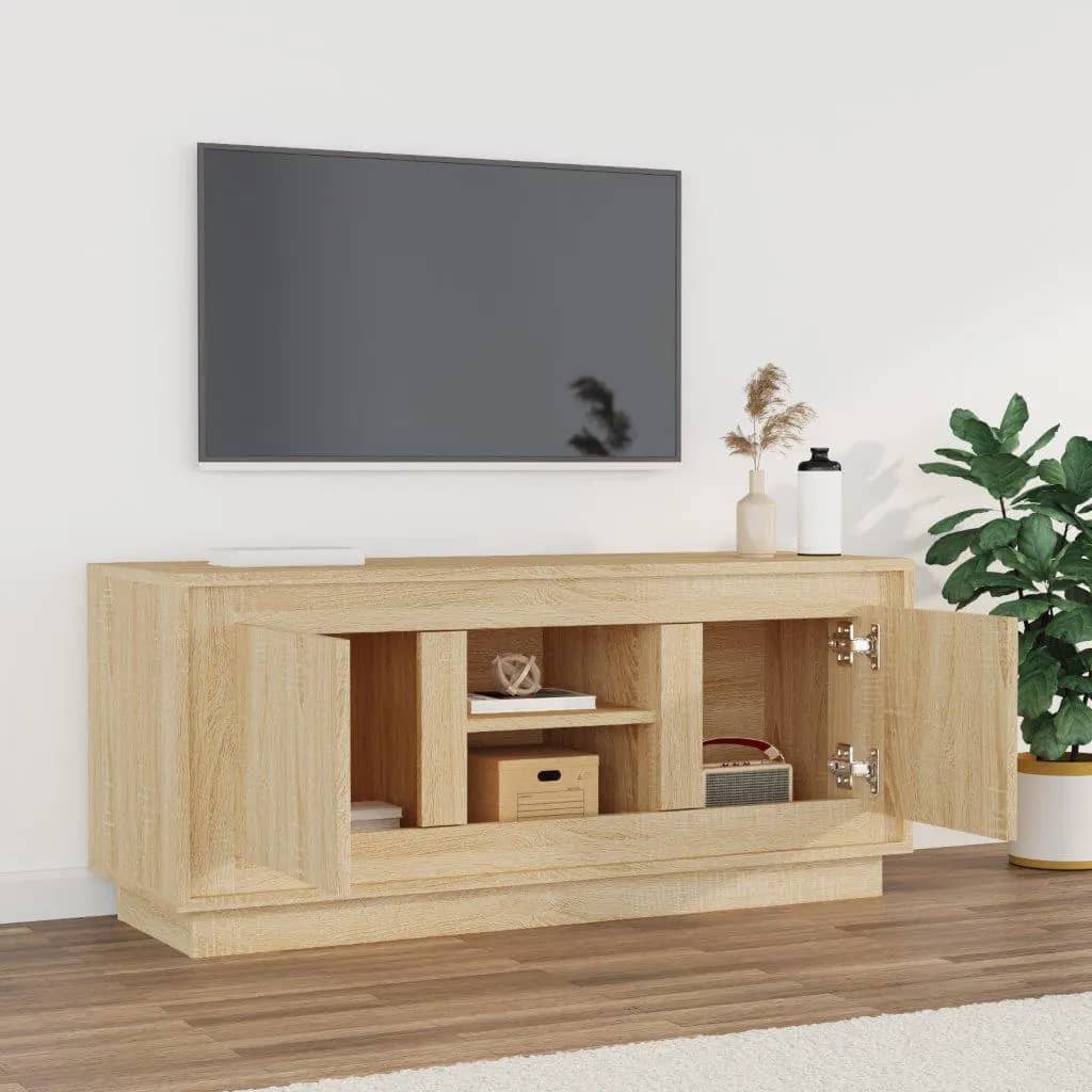 vidaXL Mueble de TV madera contrachapada roble Sonoma 102x35x45 cm - Image 3