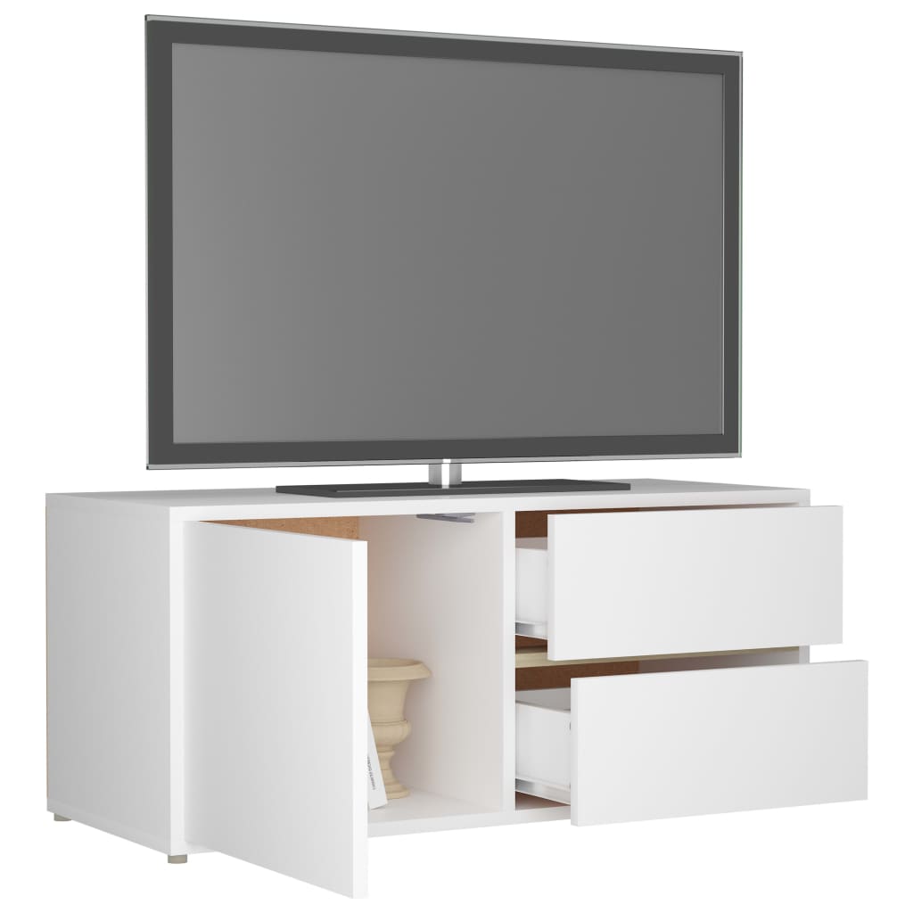 vidaXL Mueble para TV madera contrachapada blanco 80x34x36 cm - Image 5