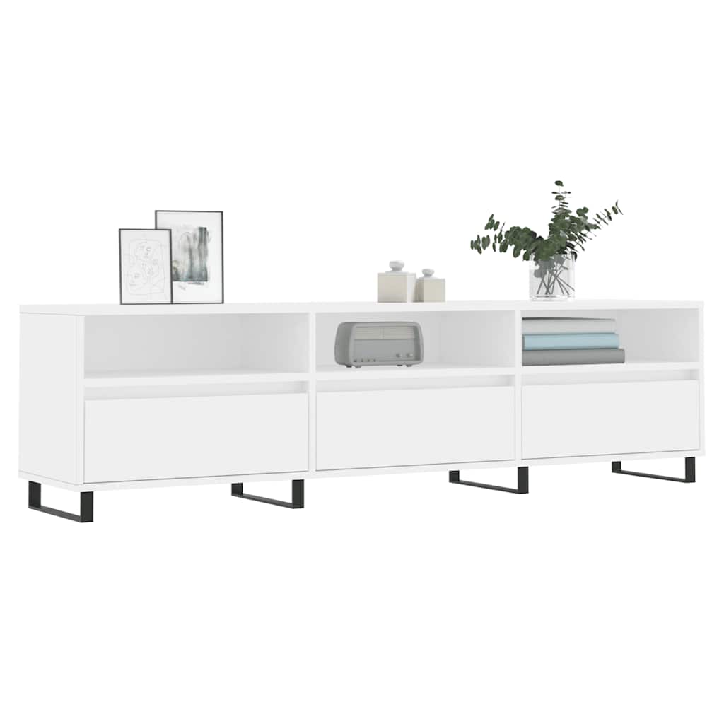 vidaXL Mueble de TV madera contrachapada blanco 150x30x44,5 cm - Image 3