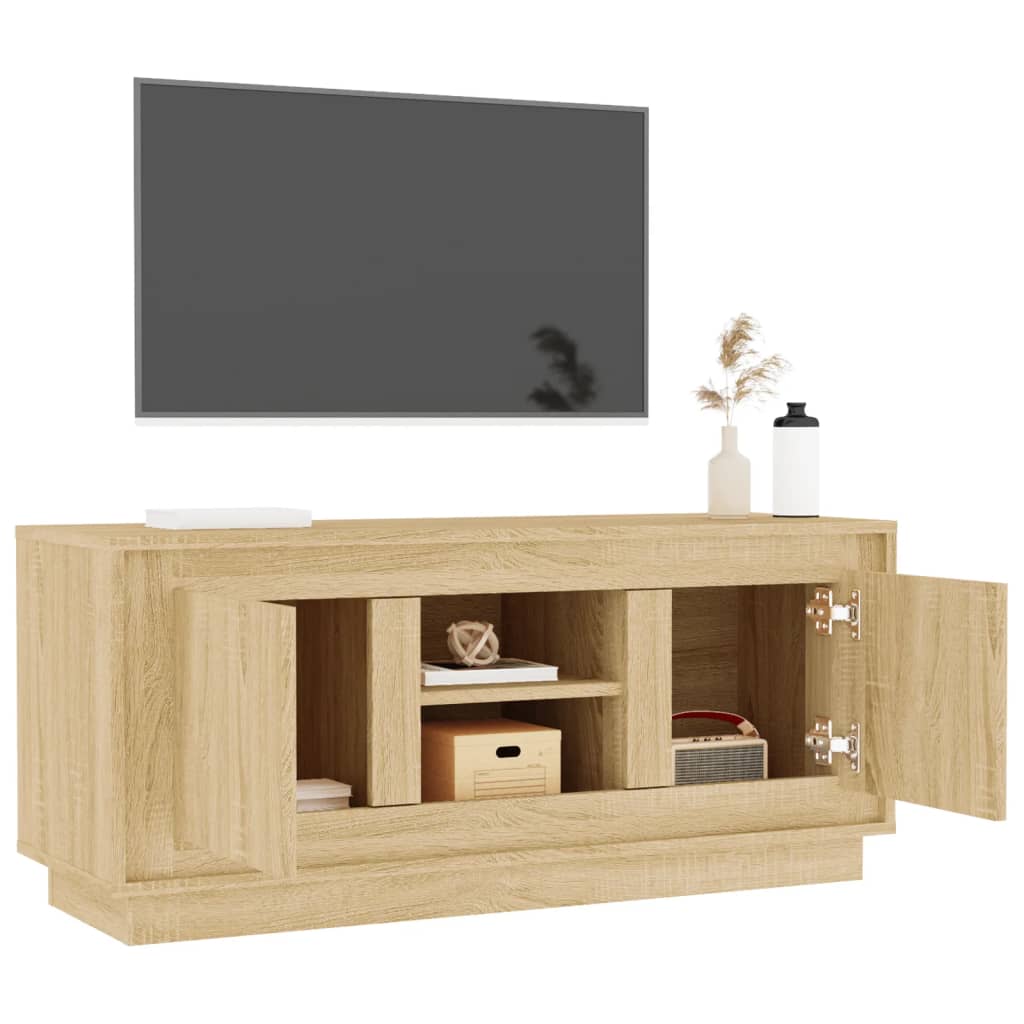 vidaXL Mueble de TV madera contrachapada roble Sonoma 102x35x45 cm - Image 5