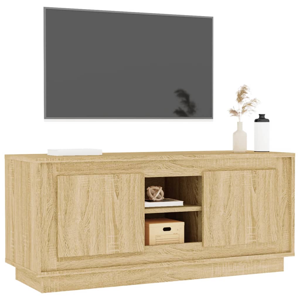 vidaXL Mueble de TV madera contrachapada roble Sonoma 102x35x45 cm - Image 4