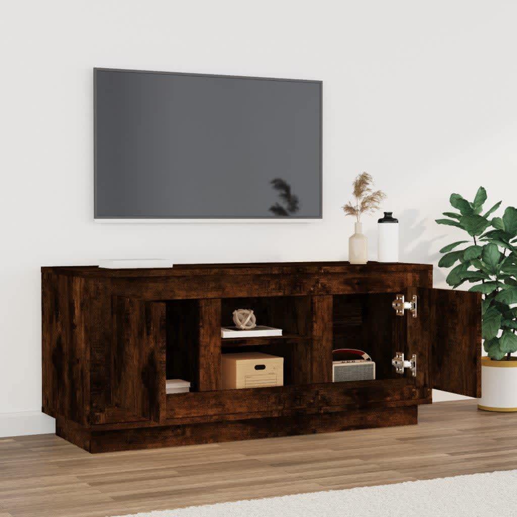 vidaXL Mueble para TV madera contrachapada roble ahumado 102x35x45 cm - Image 3