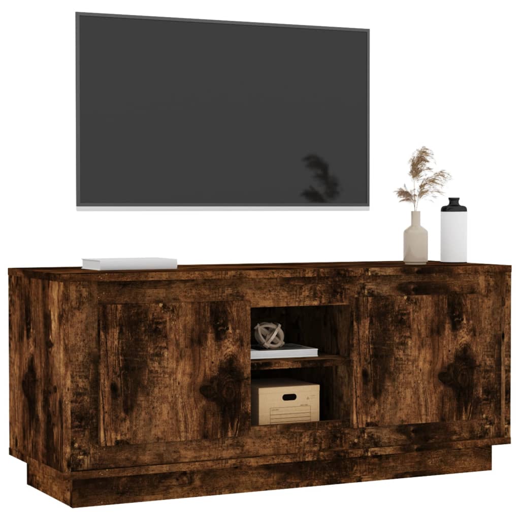vidaXL Mueble para TV madera contrachapada roble ahumado 102x35x45 cm - Image 4