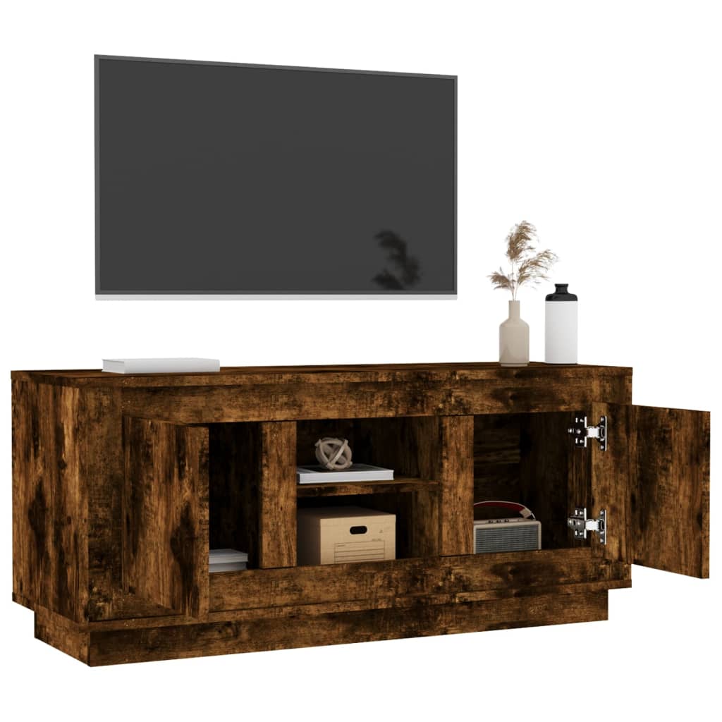 vidaXL Mueble para TV madera contrachapada roble ahumado 102x35x45 cm - Image 5