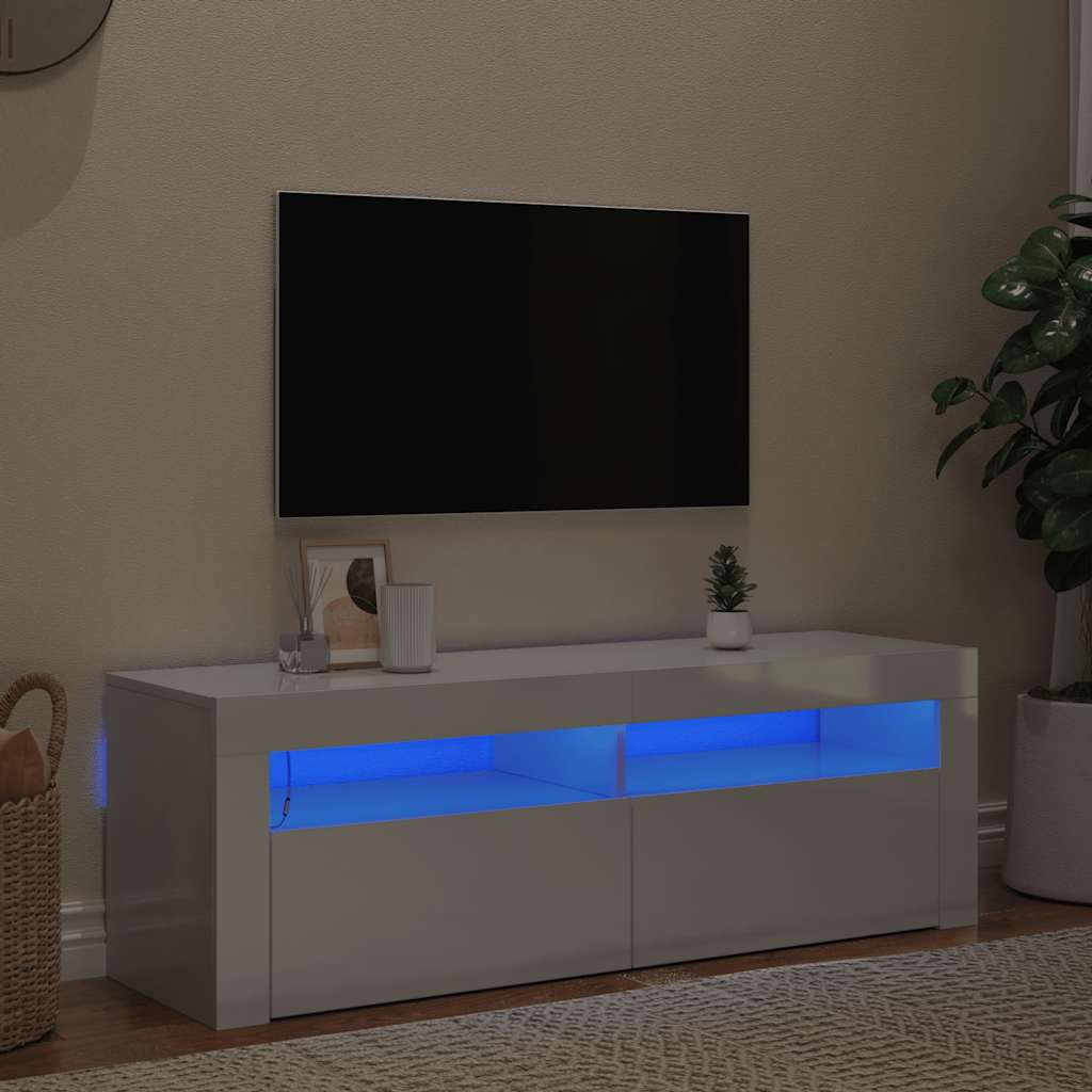 vidaXL Mueble de TV con luces LED blanco brillante 120x35x40 cm