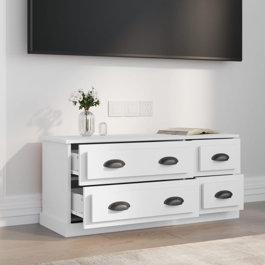 vidaXL Mueble para TV madera contrachapada blanco 100x35,5x45 cm - Image 3