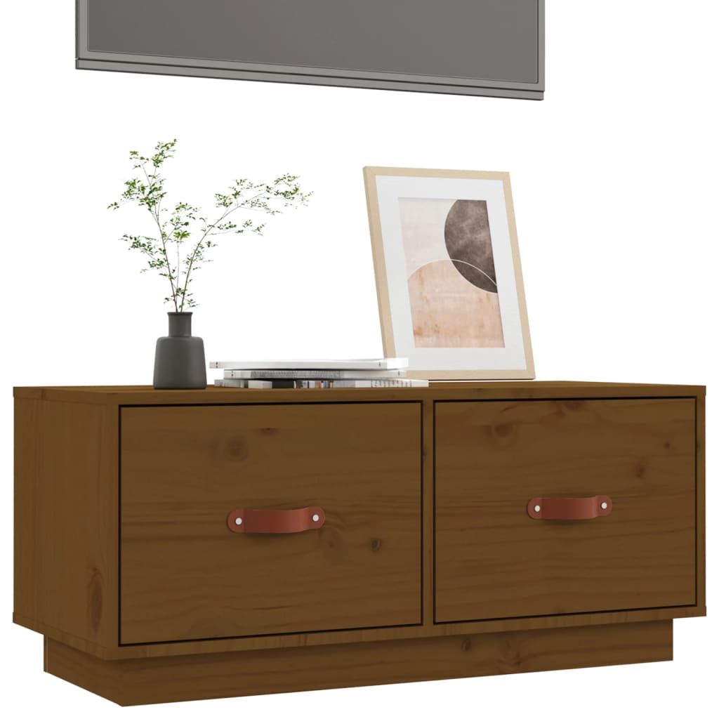 vidaXL Mueble de TV madera maciza de pino marrón miel 80x34x35 cm - Image 4