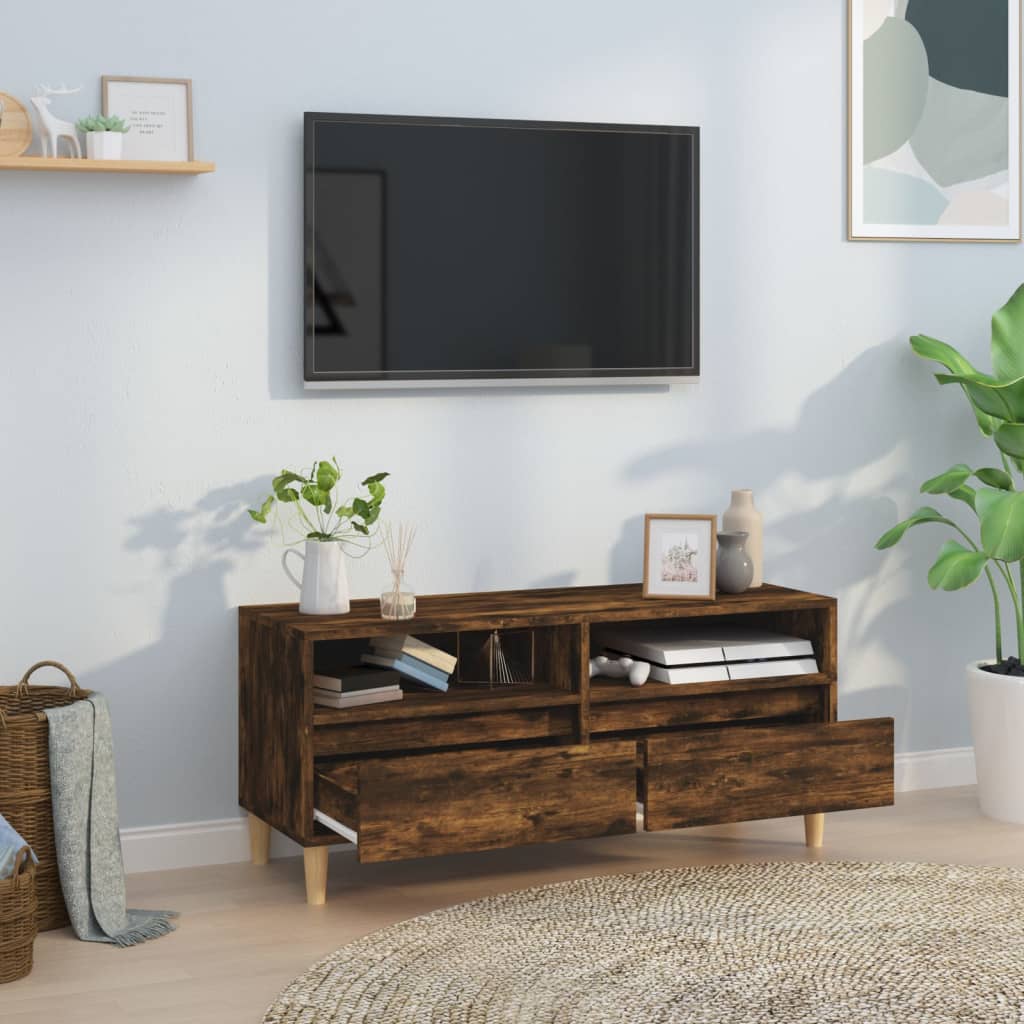 vidaXL Mueble de TV madera contrachapada roble ahumado 100x34,5x44,5cm - Image 3