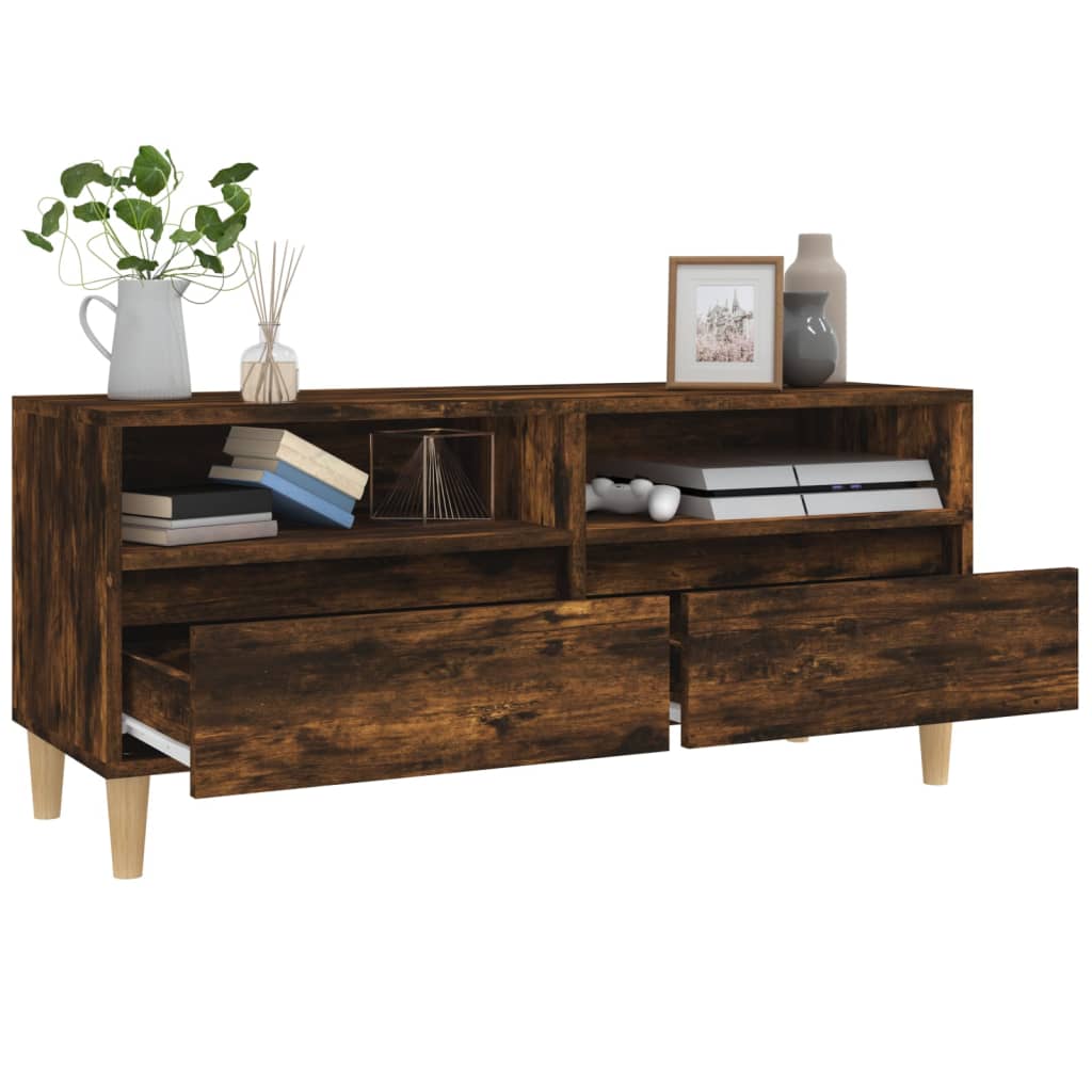 vidaXL Mueble de TV madera contrachapada roble ahumado 100x34,5x44,5cm - Image 5
