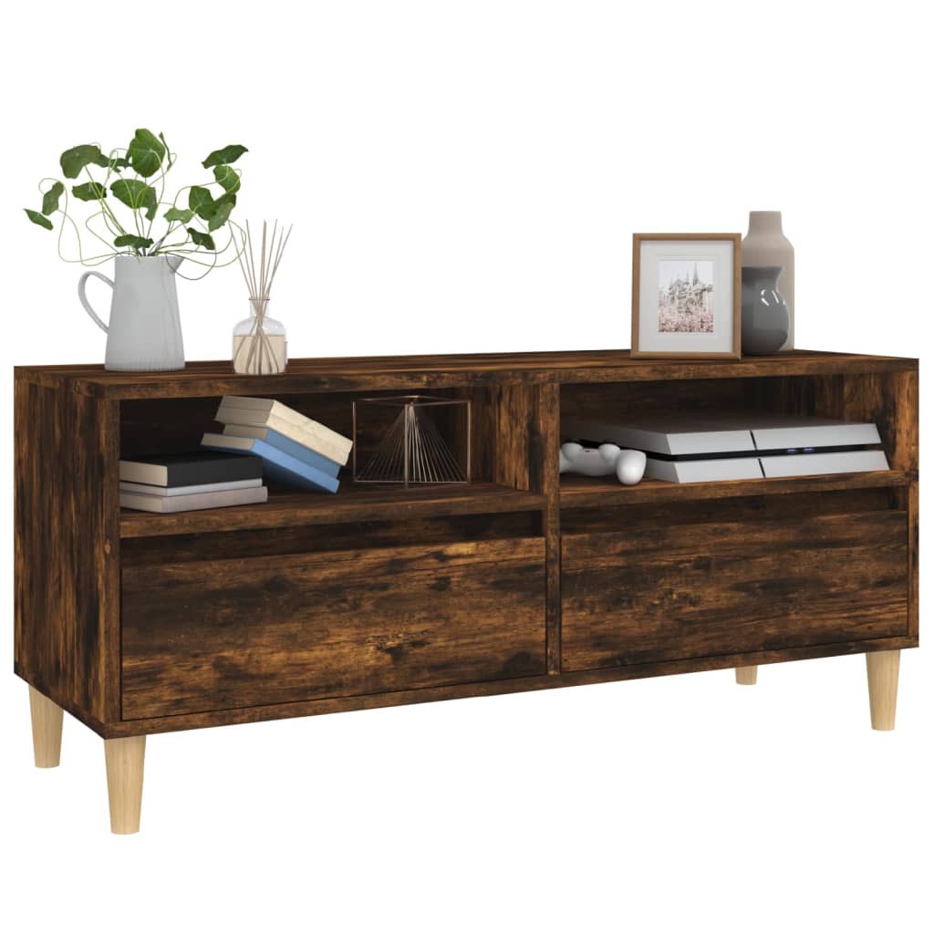 vidaXL Mueble de TV madera contrachapada roble ahumado 100x34,5x44,5cm - Image 4